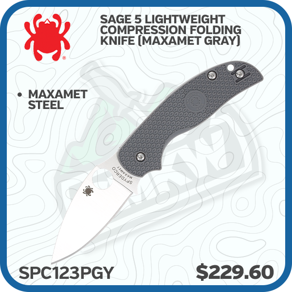 Spyderco Sage 5 Lightweight Compression Folding Knife (Maxamet Gray)
