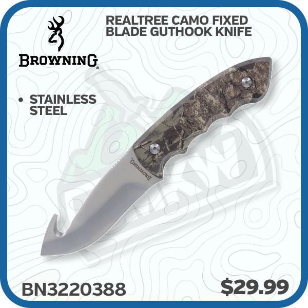 Browning Realtree Camo Fixed Blade Guthook Knife