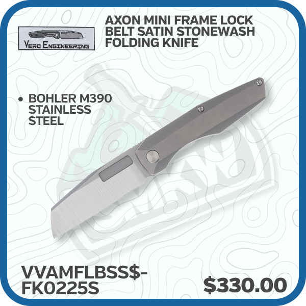 Vero Axon Mini Frame Lock Belt Satin Stonewash Folding Knife