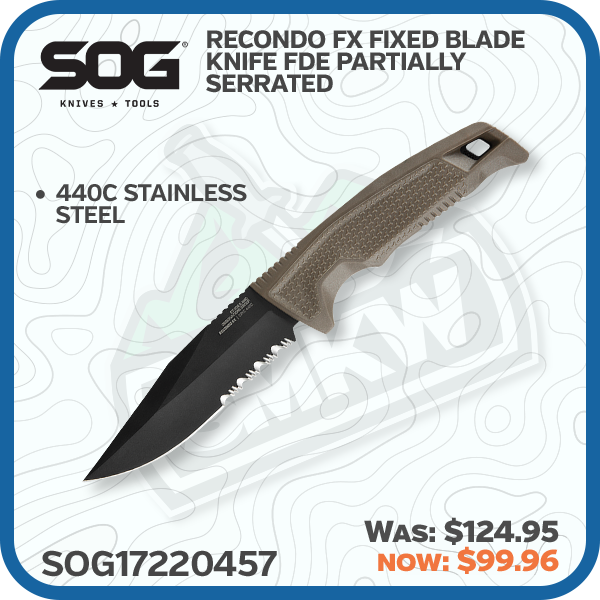SOG Recondo FX Fixed Blade Knife FDE Partially Serrated