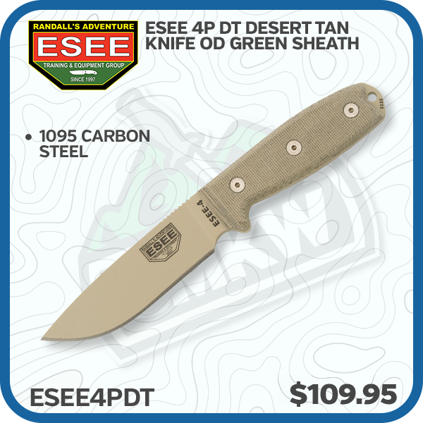 ESEE 4P DT Desert Tan Knife OD Green Sheath