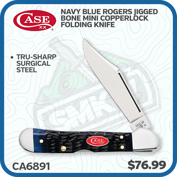 Case Navy Blue Rogers Jigged Bone Mini CopperLock Folding Knife