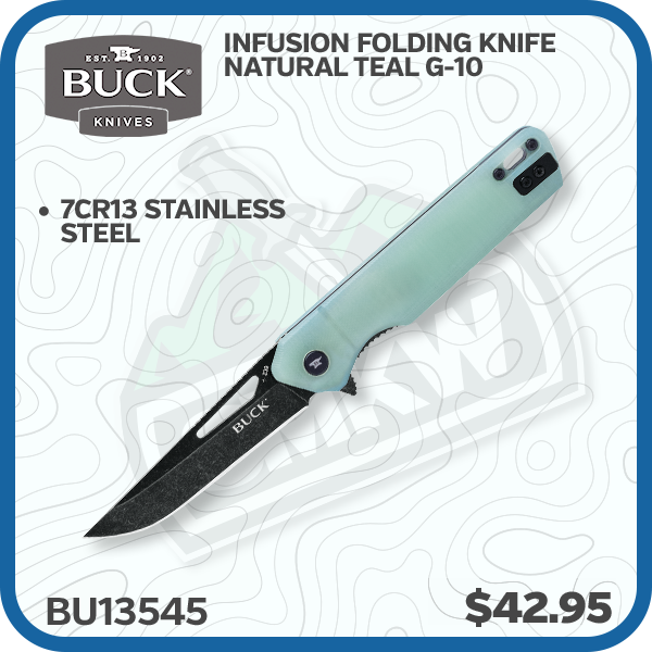 Buck 239 Infusion Folding Knife Natural Teal G-10