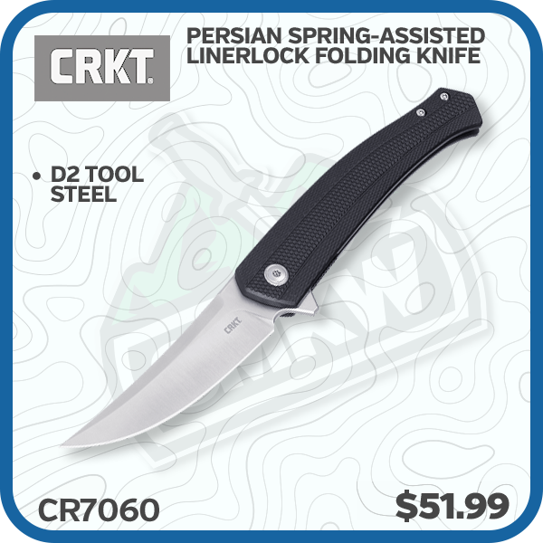 CRKT Persian Spring-Assisted Linerlock Folding Knife (Satin D2 | Black GRN)