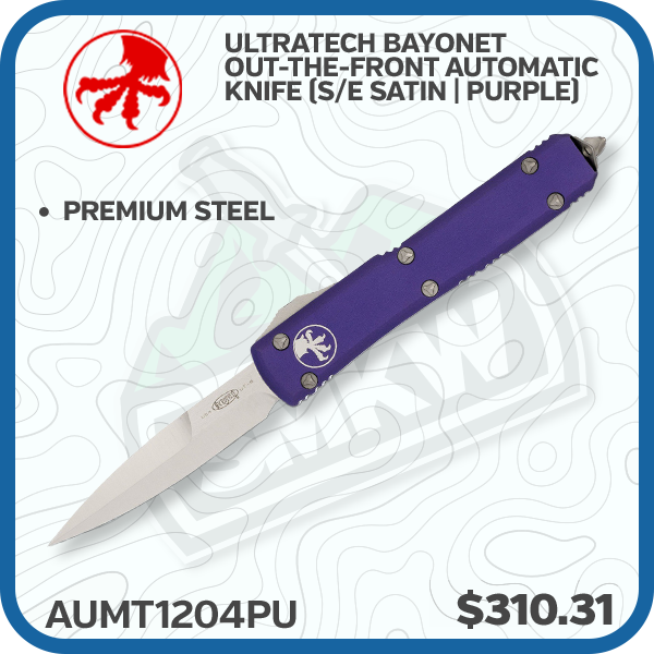 Microtech Ultratech Bayonet Out-The-Front Automatic Knife (S/E Satin | Purple)