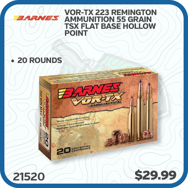 Barnes Vor-Tx 223 Remington Ammunition 55 Grain TSX Flat Base Hollow Point 20 Rounds