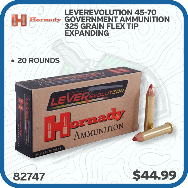 Hornady LEVERevolution 45-70 Government Ammunition 325 Grain Flex Tip Expanding 20 Rounds