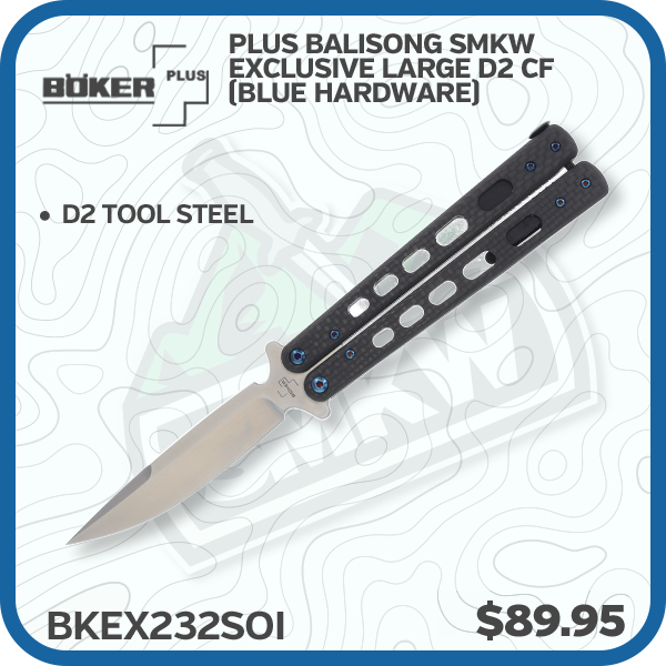 Boker Plus Balisong SMKW Exclusive Large D2 CF (Blue Hardware)