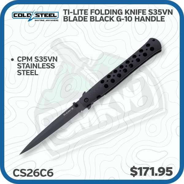 Cold Steel Ti-Lite Folding Knife S35VN Blade Black G-10 Handle