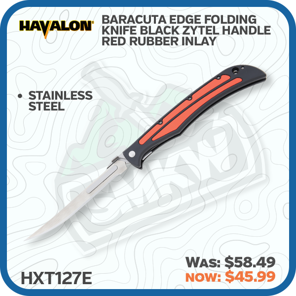 Havalon Baracuta Edge Folding Knife Black Zytel Handle Red Rubber Inlay