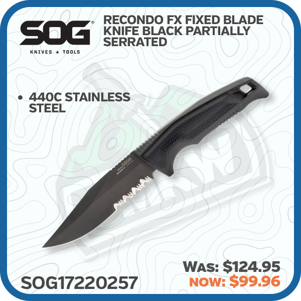 SOG Recondo FX Fixed Blade Knife Black Partially Serrated