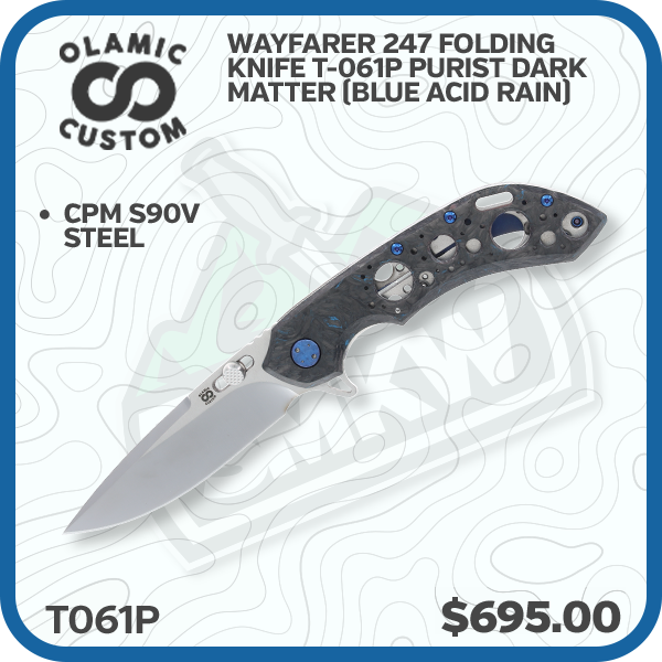 Olamic Wayfarer 247 Folding Knife T-061P Purist Dark Matter (Blue Acid Rain)