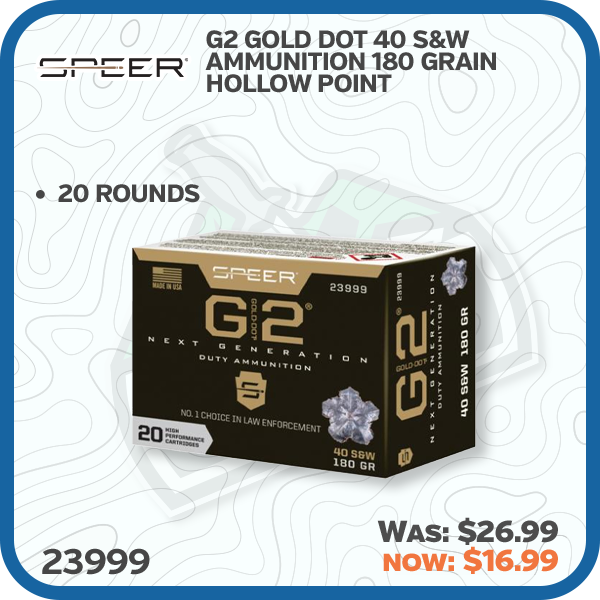 Speer G2 Gold Dot 40 S&W Ammunition 180 Grain Hollow Point 20 Rounds