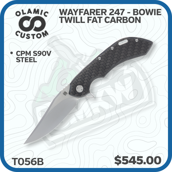 Olamic Wayfarer 247 Folding Knife T-056B Bowie Twill Fat Carbon