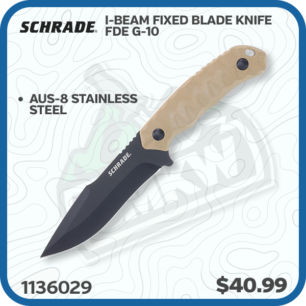 Schrade I-Beam Fixed Blade Knife FDE G-10