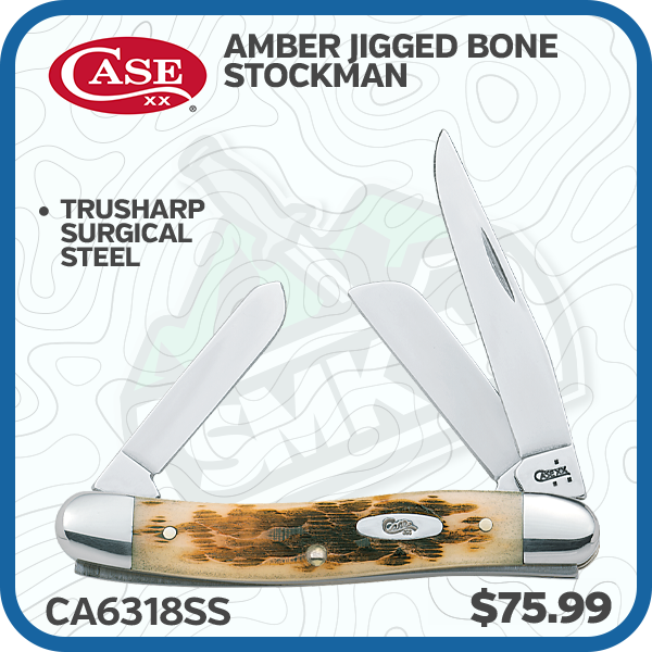 Case XX Amber Jigged Bone Stockman Folding Knife