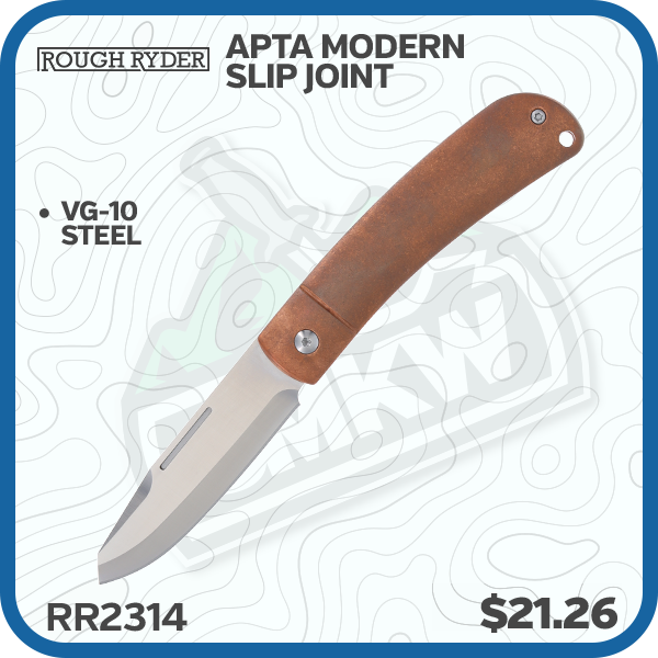 Rough Ryder Apta Modern Slip Joint Folding Knife Copper Wharncliffe