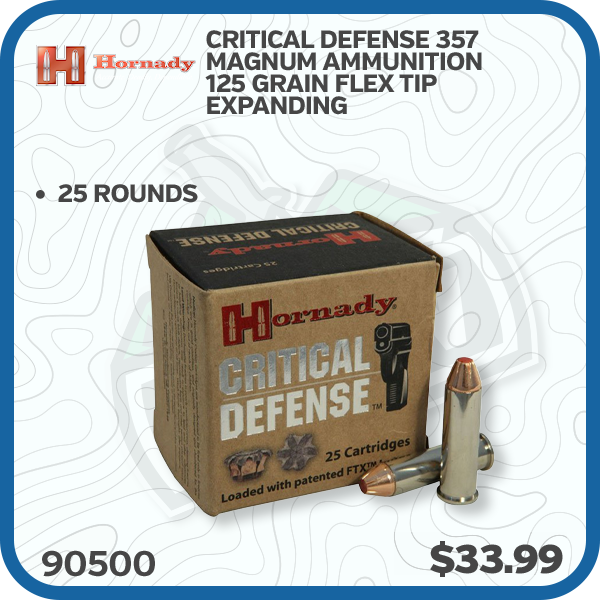 Hornady Critical Defense 357 Magnum Ammunition 125 Grain Brass 25 Rounds FTX HP