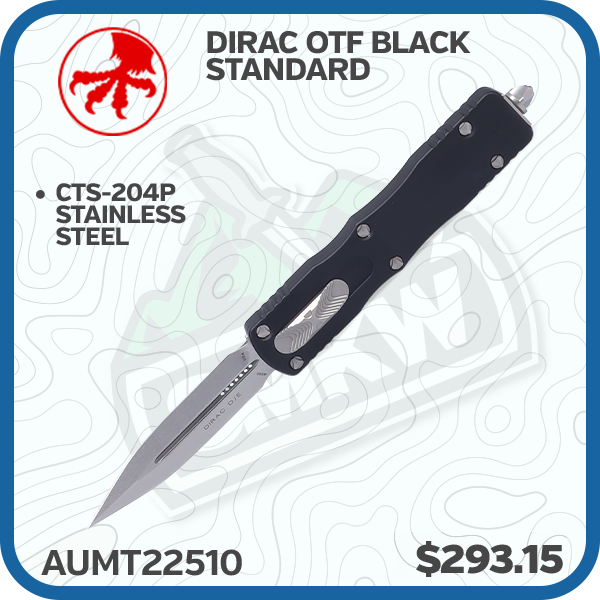 Microtech Dirac OTF Stonewash Dagger Automatic Black Standard Knife