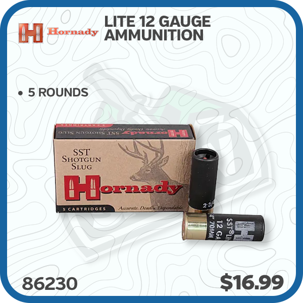 Hornady Custom Lite 12 Gauge Ammunition 2.75in 300 Grain Centerfire 5 Rounds Sabot Slug SST FTX