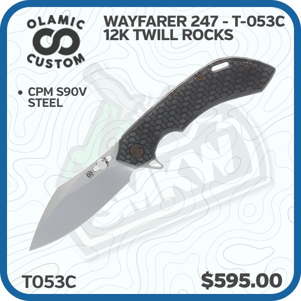 Olamic Wayfarer 247 Folding Knife T-053C 12K Twill Rocks (Bronze Seabed)