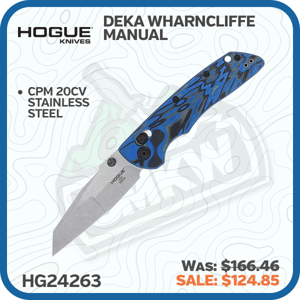 Hogue Deka Wharncliffe Manual Folding Knife (Stone Tumbled | Blue Lava)