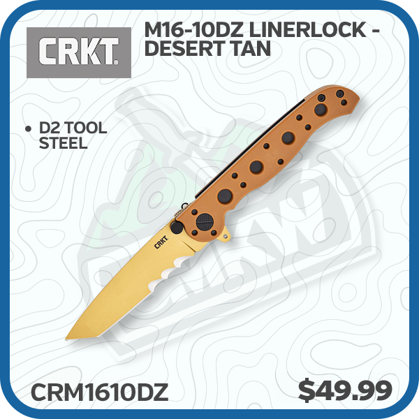 CRKT M16-10DZ Linerlock Folding Knife (Desert Tan Veff Serrated D2 Tanto)