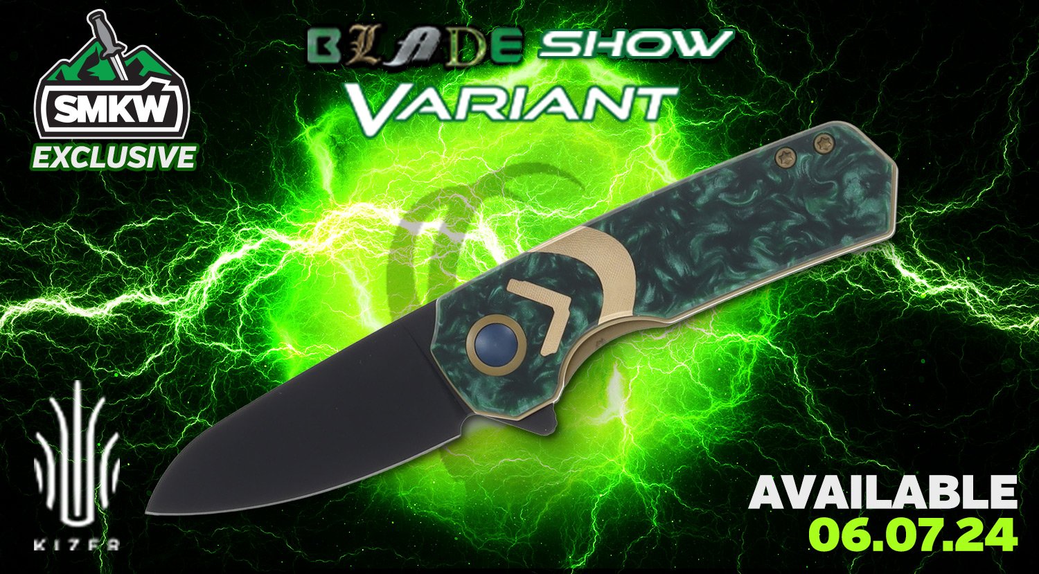 Kizer Lieb God of Mischief SMKW Exclusive Blade Show Variant 2.39" Black Nitro V Green Resin