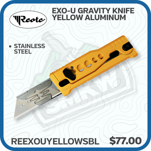 Reate Exo-U Gravity Knife Yellow Aluminum with Speedholes/Black Lock