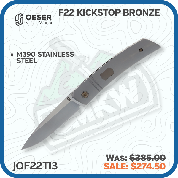 Jared Oeser F22 KickStop Folding Knife Bronze M390 Titanium