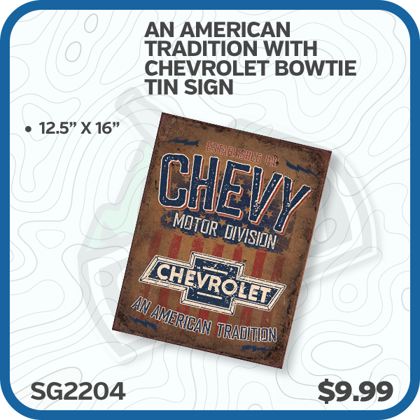 Chevy Motor Division - An American Tradition with Chevrolet BowTie Tin Sign