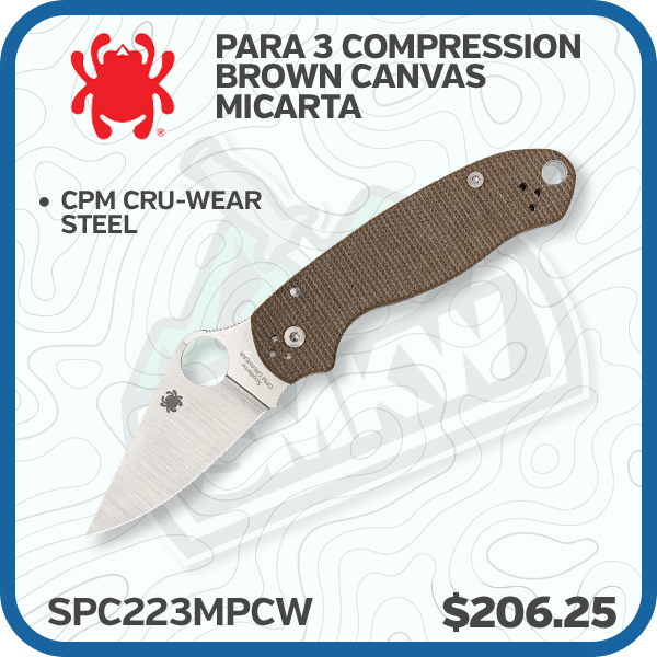 Spyderco Para 3 Compression Folding Knife (CPM CRU-WEAR Brown Canvas Micarta)