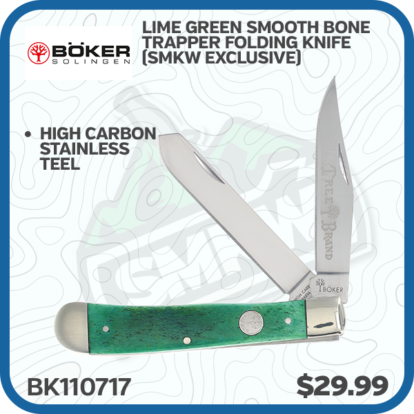 Boker Lime Green Smooth Bone Trapper Folding Knife (SMKW Exclusive)