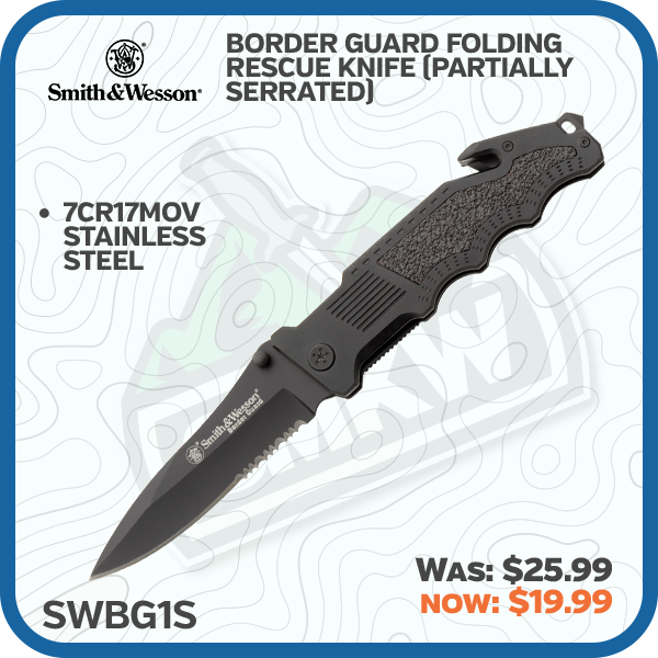 Smith & Wesson Border Guard Folding Rescue Knife (Partially Serrated)