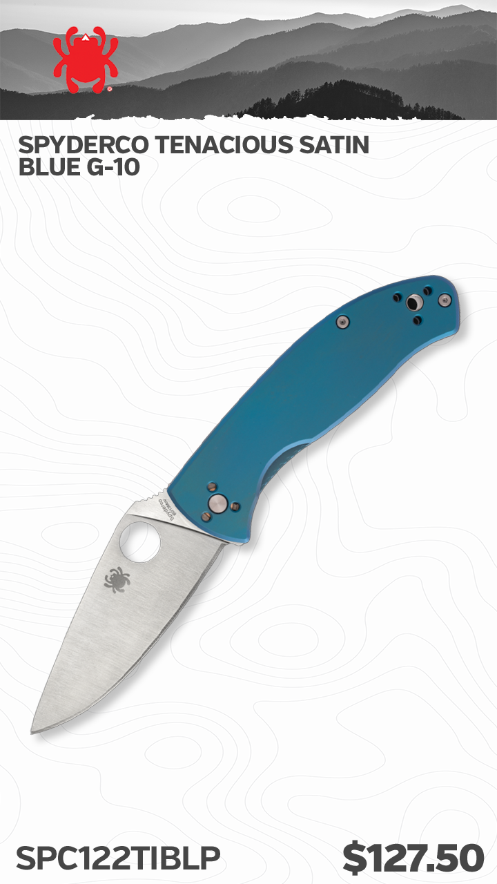 Spyderco Tenacious Folding Knife 3.35in Satin Drop Point Blue G-10