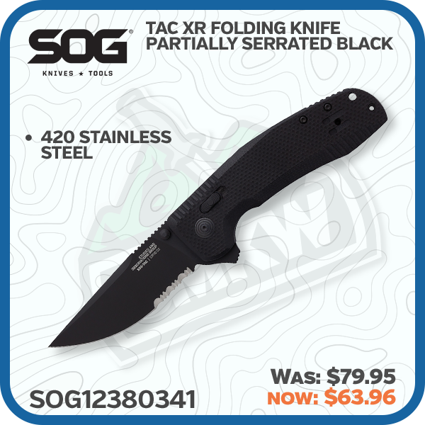 SOG Tac XR Folding Knife Partially Serrated Black