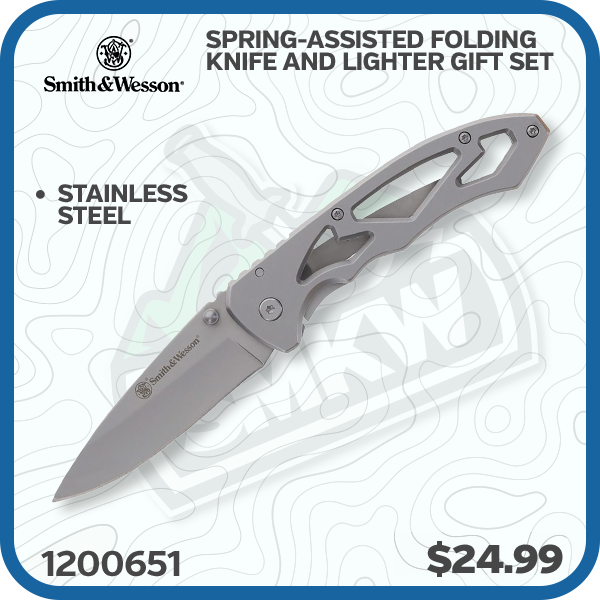 Smith & Wesson CK400L Spring-Assisted Folding Knife and Lighter Gift Set