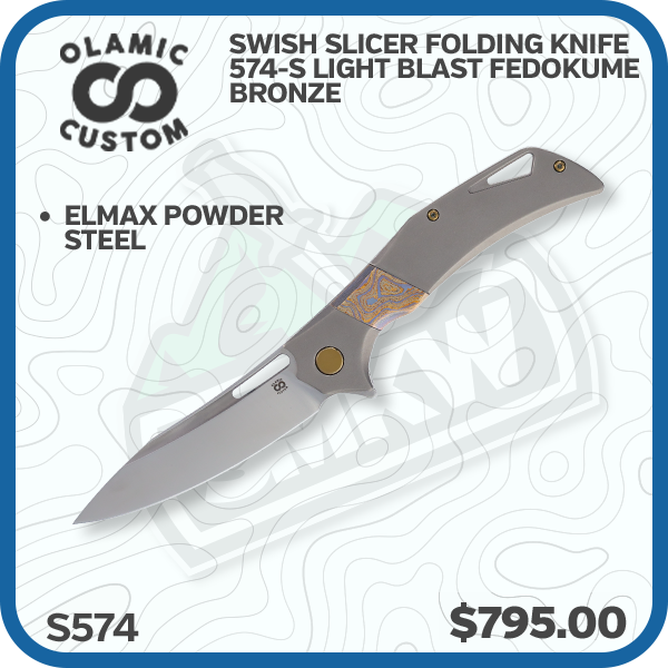 Olamic Swish Slicer Folding Knife 574-S Light Blast Fedokume Bronze