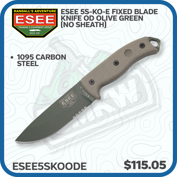 ESEE 5S-KO-E Fixed Blade Knife OD Olive Green (No Sheath)