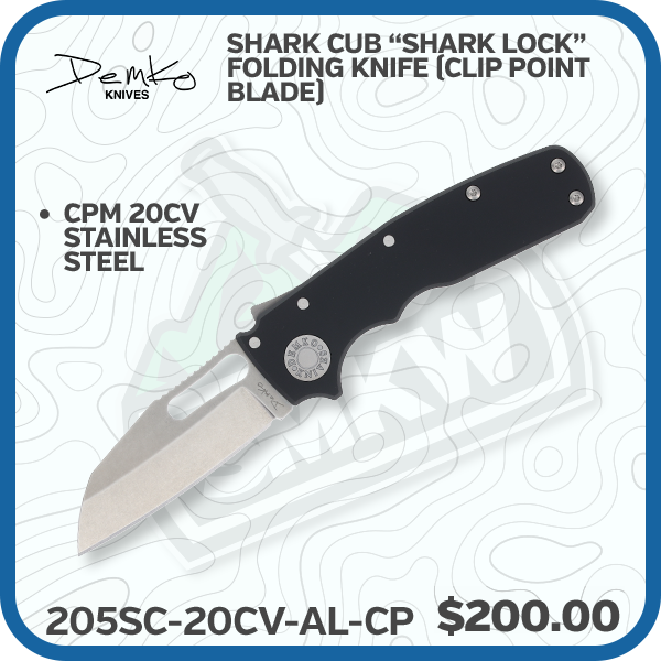 Demko Knives Shark Cub “Shark Lock” Folding Knife (Clip Point Blade)