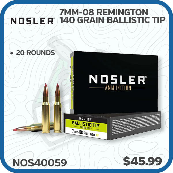 Nosler 7mm-08 Remington Hunting Ammunition 140 Grain Ballistic Tip BTSP 20 Rounds