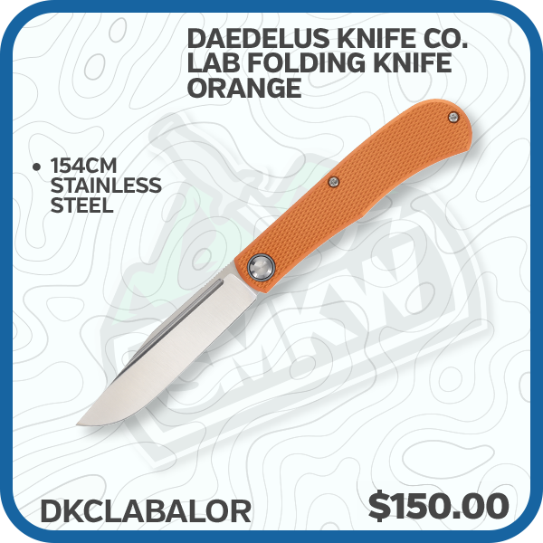 Daedelus Knife Co. Lab Folding Knife Orange 2.99in Plain Satin Clip Point