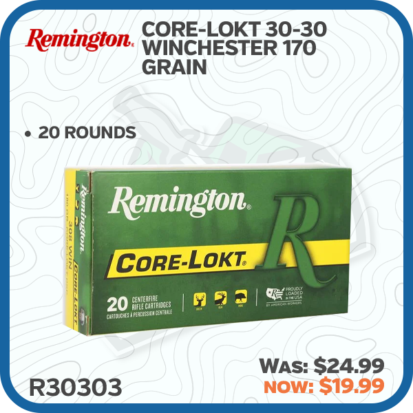 Remington Core-Lokt 30-30 Winchester 170 Grain Brass 20 Rounds Core Lokt 170 Grain HP