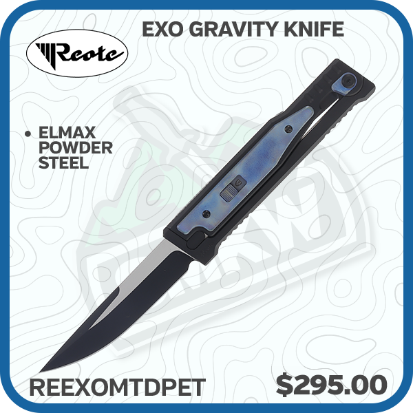 Reate Exo Gravity Knife Blue 3.7 Inch Plain Dual Finish Drop Point