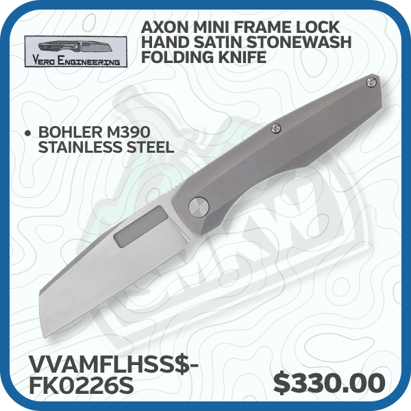 Vero Axon Mini Frame Lock Hand Satin Stonewash Folding Knife