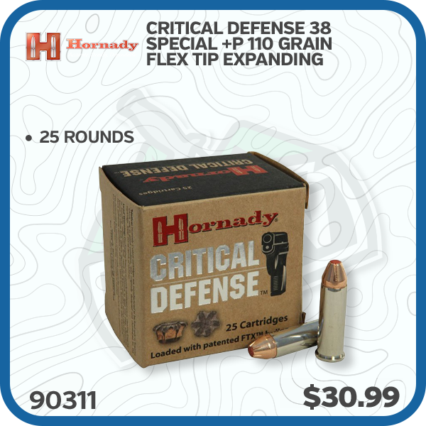 Hornady Critical Defense 38 Special +P 110 Grain Flex Tip Expanding 25 Rounds