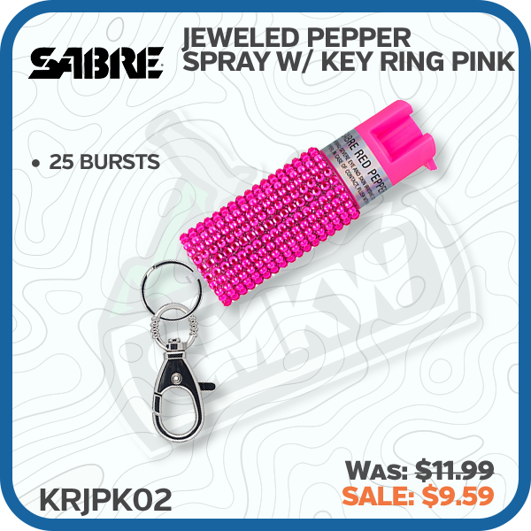 SABRE Jeweled Pepper Spray w/ Key Ring Pink