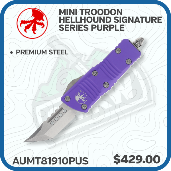 Microtech Mini Troodon Hellhound Signature Series Purple Stonewash Standard