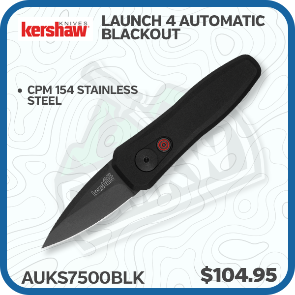 Kershaw Launch 4 Automatic Knife Blackout 1.9in Spear Point Blade