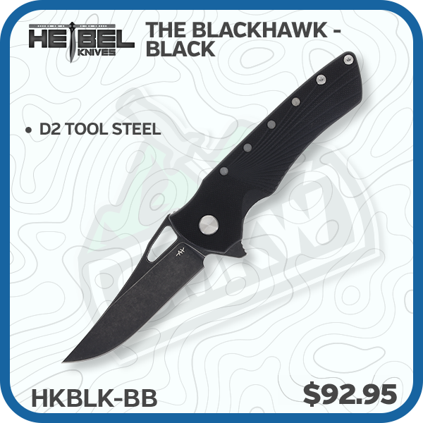 Heibel Knives The Blackhawk 3.36 Inch Plain Black PVD Clip Point